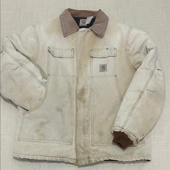 Carhartt Other - Vintage Carhartt Jacket XL Tan Thrashed Distressed Quilted Chore Barn